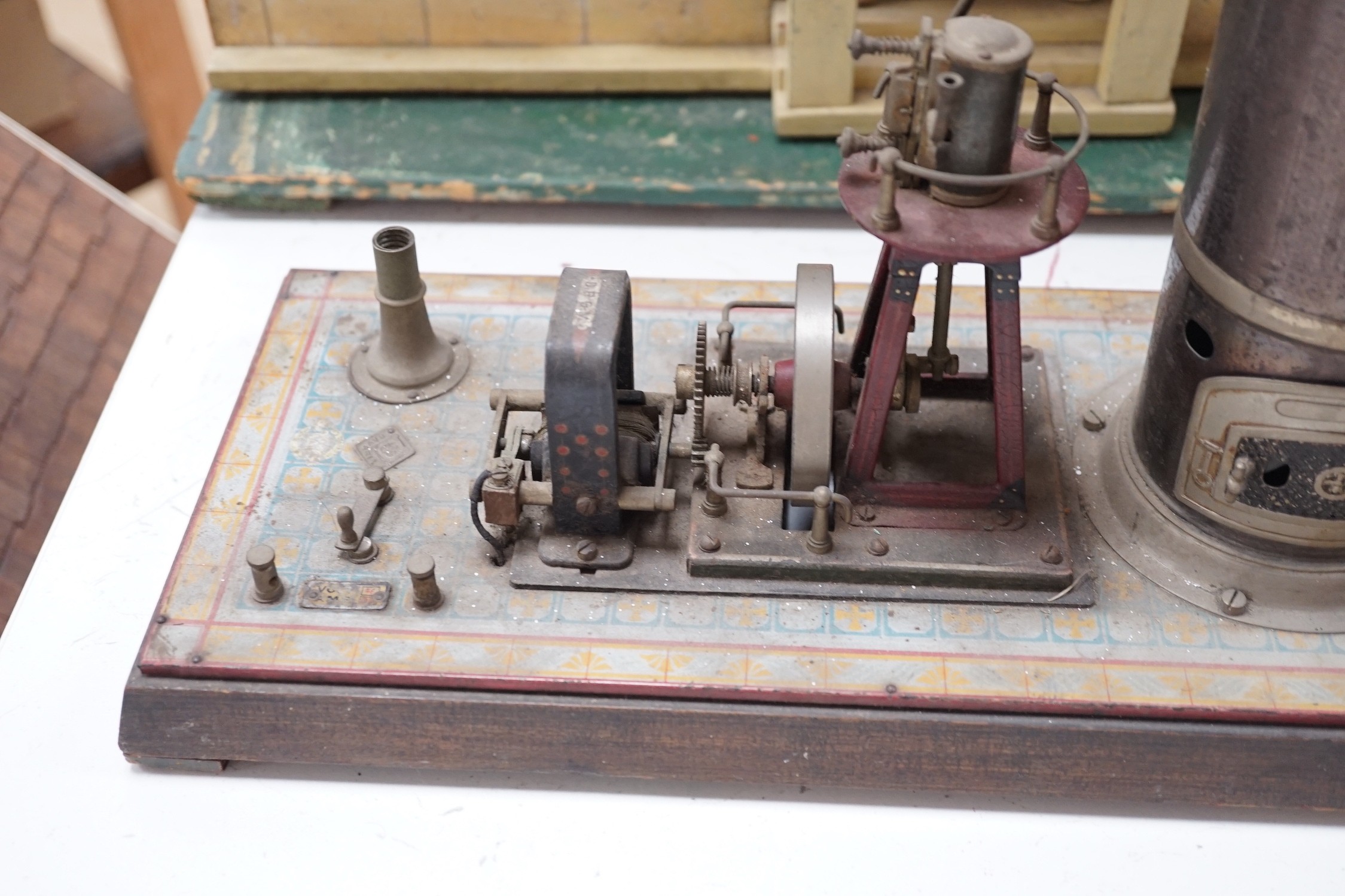 A rare Gebruder Bing spirit-fired live steam electric lighting generator, circa 1910, 34cms high